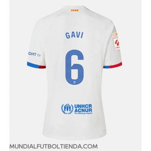 Camiseta Barcelona Paez Gavi #6 Segunda Equipación Replica 2023-24 mangas cortas